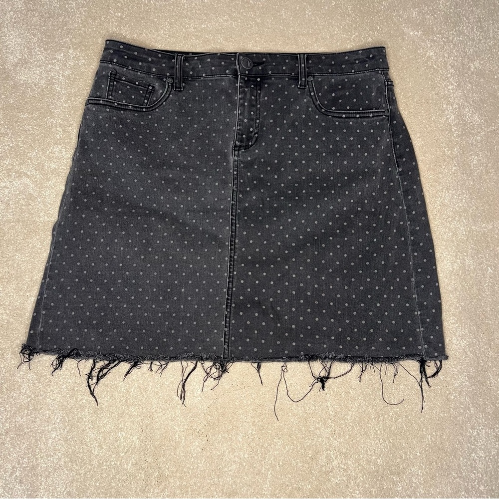 Kut From the Kloth Skirt Gray Denim Polka Dot‎ Margaret women's 12